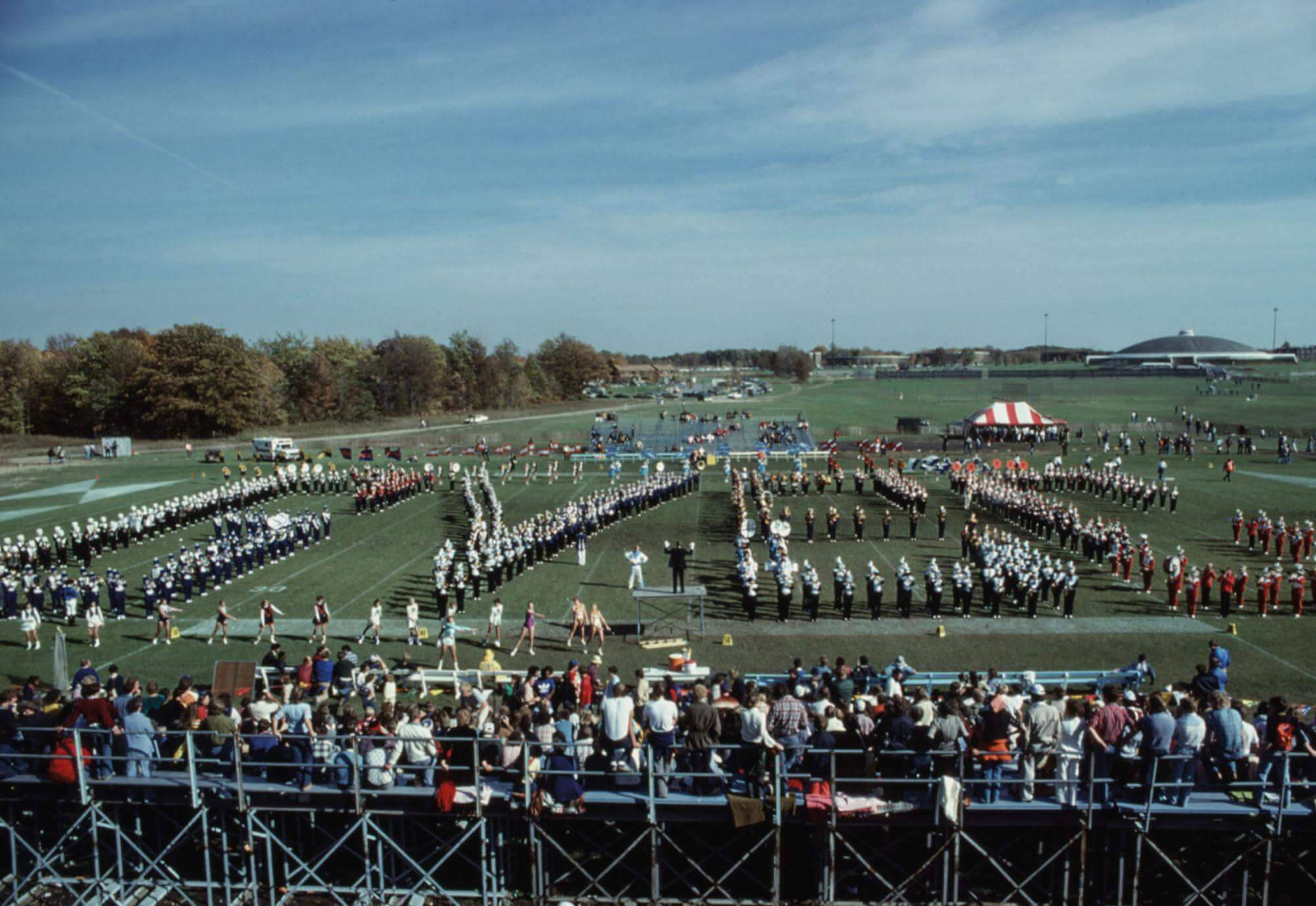 Marching Band performing at the first Homecoming in 1978